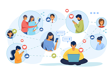 Digital marketer launching a social media campaign